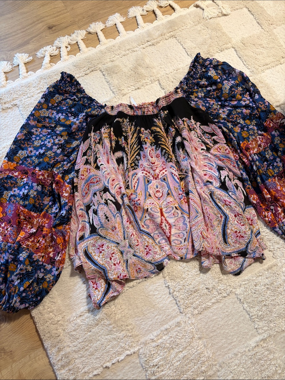 Free People Floral Boho Oversized Blouse